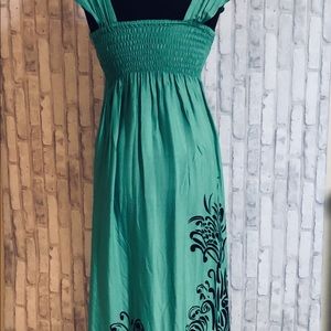 Green maxi Polynesian dress